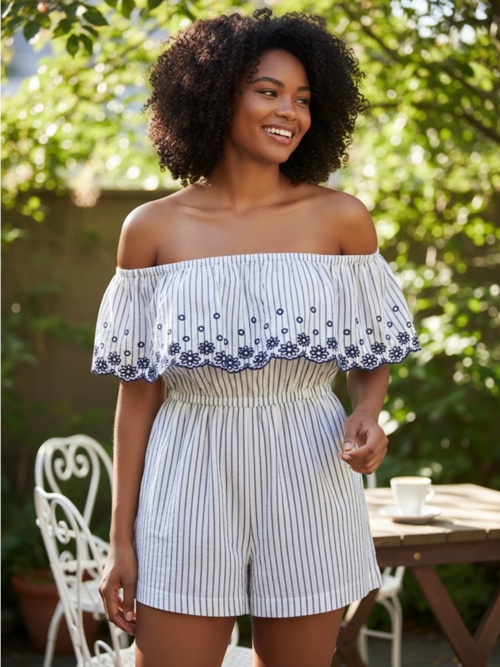 Striped Jumper with Lace Sleeves